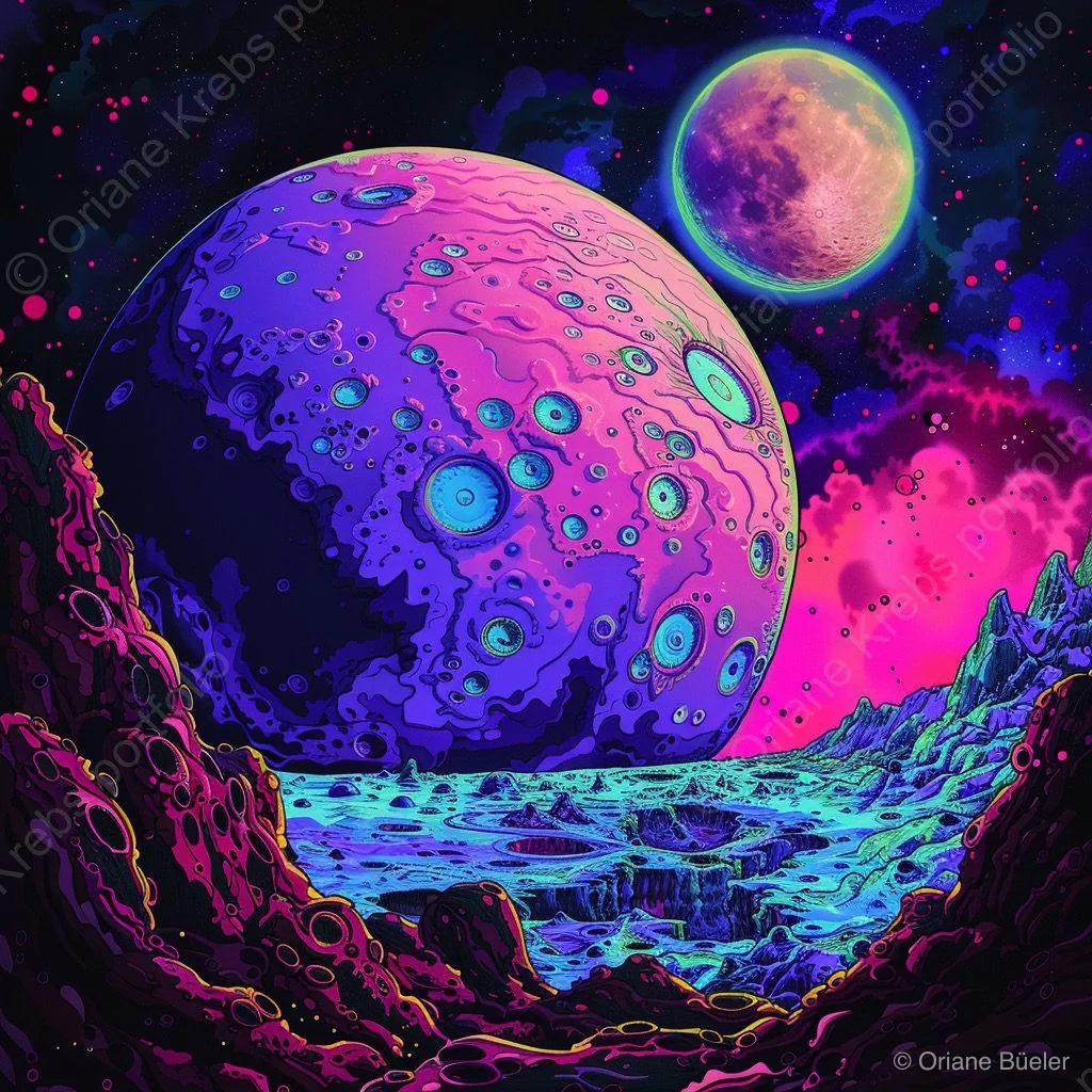 Cartoon Moon 1, AI-generated artwork by Oriane Büeler
