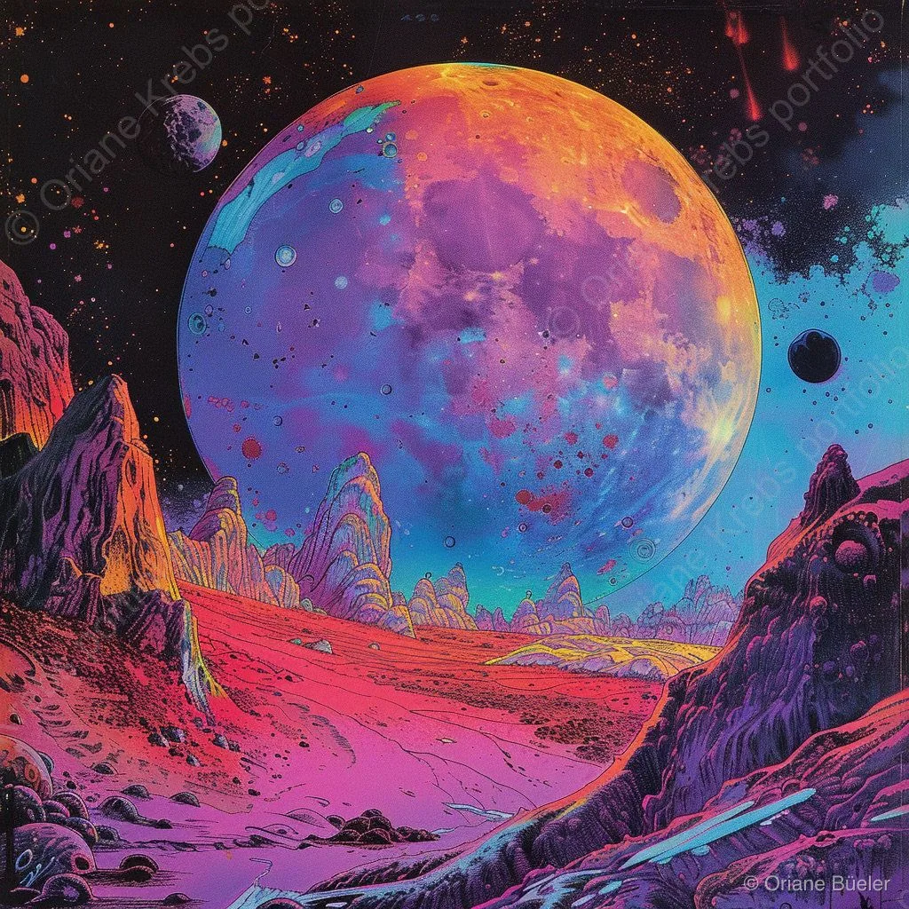 Cartoon Moon 3, AI-generated artwork by Oriane Büeler