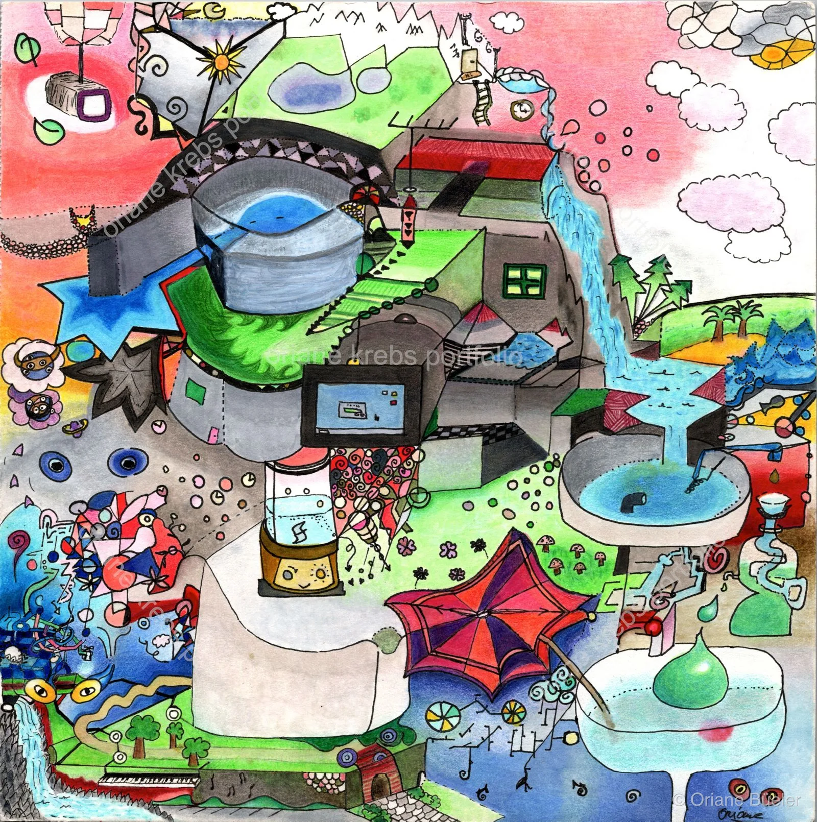 Curated Dreams, hand-drawn illustration by Oriane Büeler