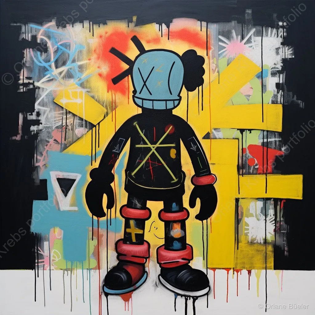 KAWS meets Basquiat 1, AI-generated artwork by Oriane Büeler