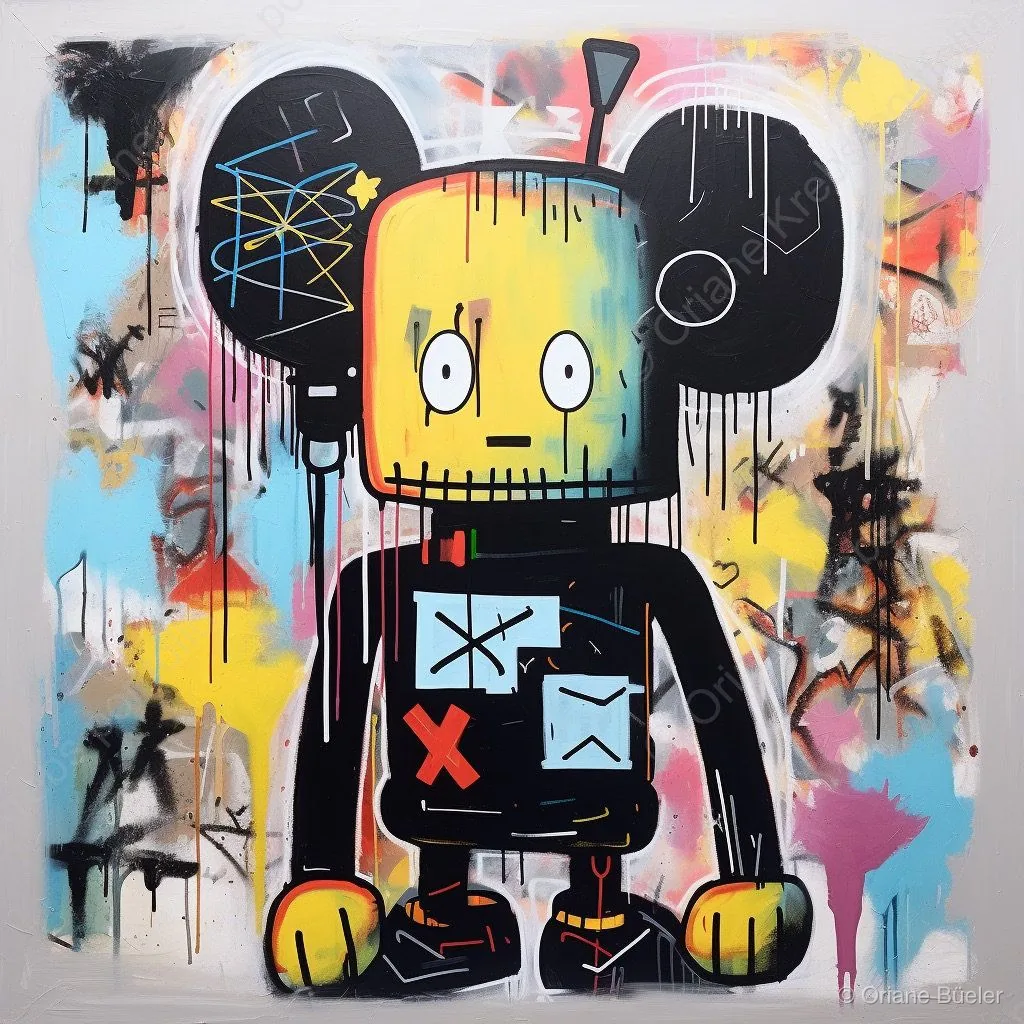 KAWS meets Basquiat 3, AI-generated artwork by Oriane Büeler