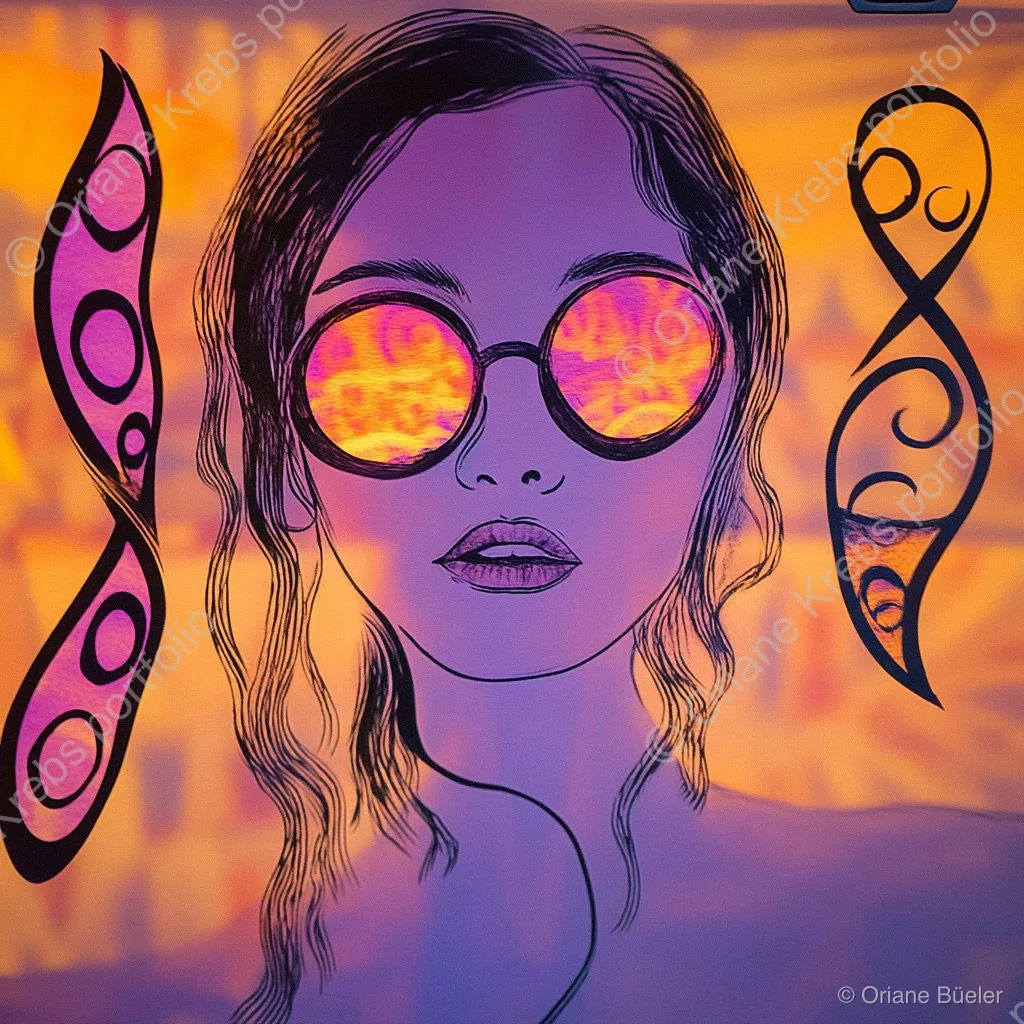 Neon Filtered Sunglasses, AI-generated artwork by Oriane Büeler
