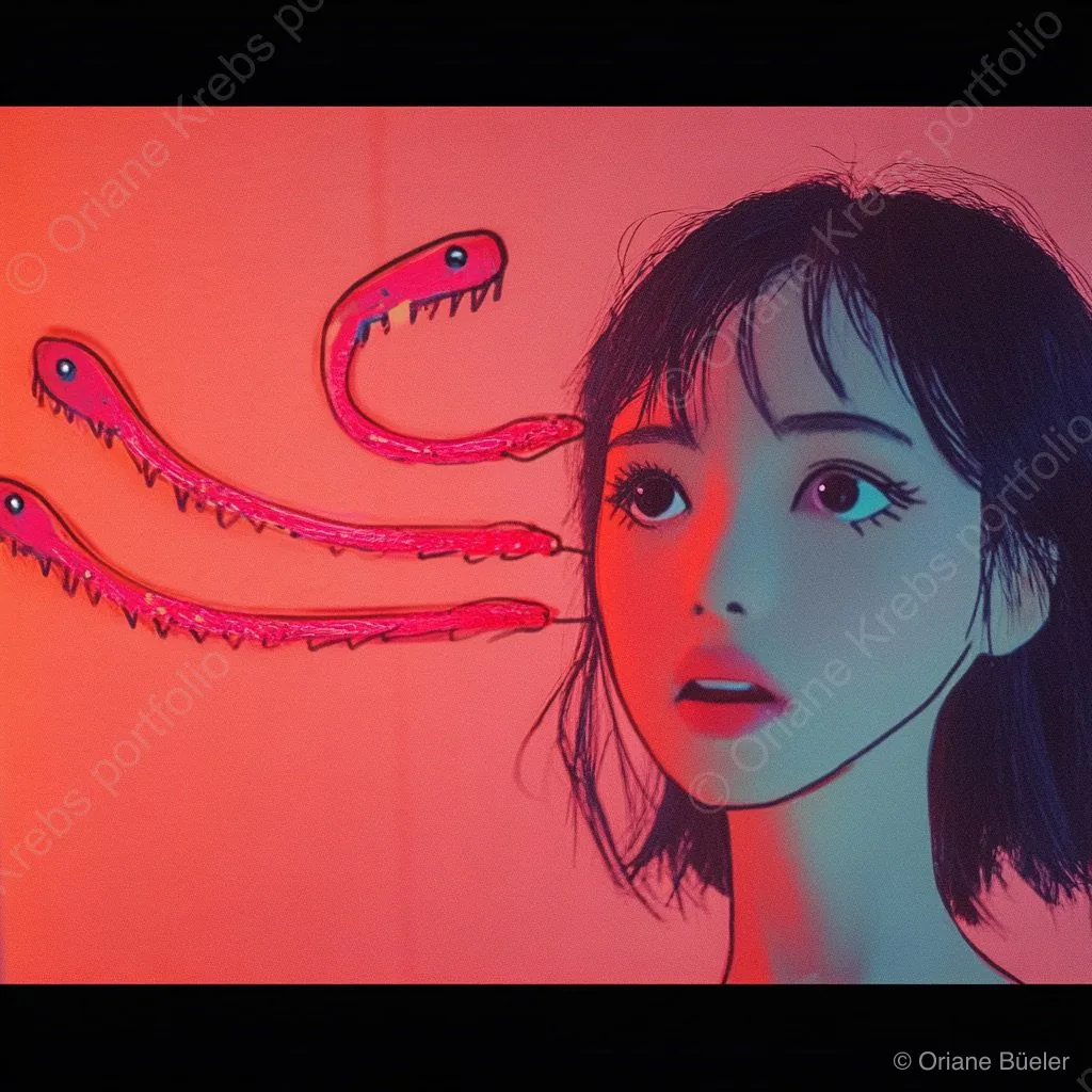 Neonfilter Manga Snakes 2, AI-generated artwork by Oriane Büeler
