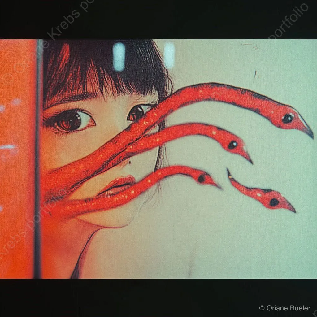 Neonfilter Manga Snakes 5, AI-generated artwork by Oriane Büeler