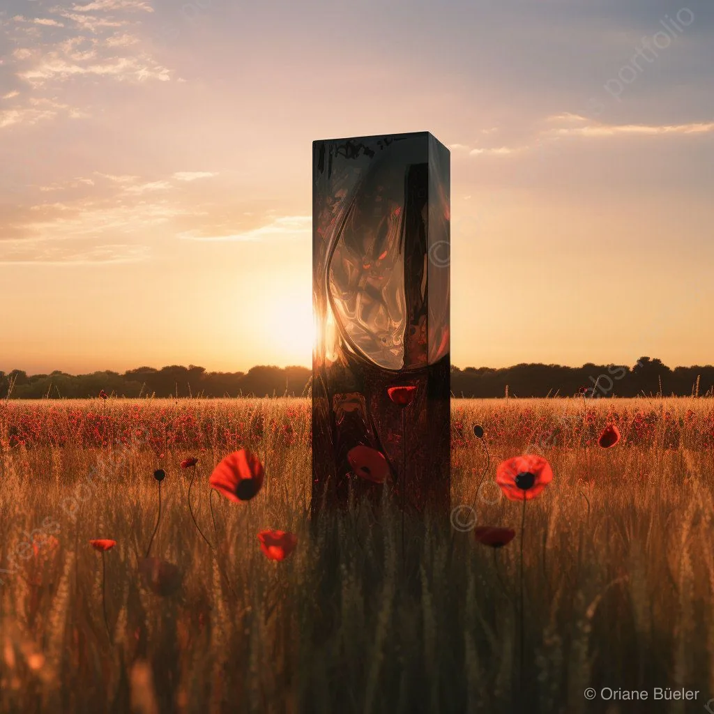 Onyx Poppy Monolithe, AI-generated artwork by Oriane Büeler