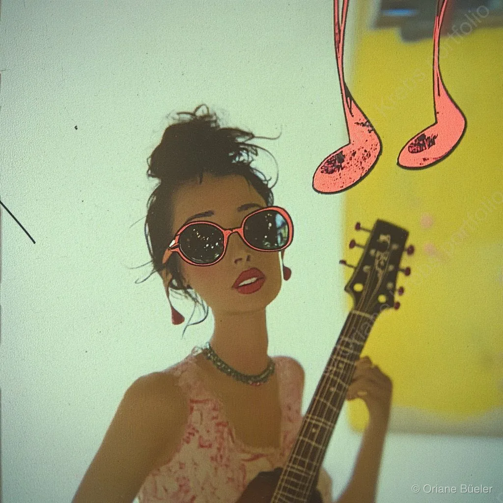 Vintage Kodak Guitar Snake, AI-generated artwork by Oriane Büeler